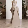 Neue spezielle Champagner Overalls Abendkleider weiße Applikationen Reißverschluss ärmelloses Abendkleid Promi Cocktailkleid mit abnehmbaren Zug