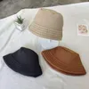 Nueva moda Otoño Invierno mujeres pescador gorras mujer color sólido lana tejido plano cubo sombreros calle tendencia gorra mujer Stingy Brim sombreros