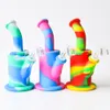 Ny design 8.5 tum silikonvattenrörspappningar återvinnare bubbler unbreakabale silikon bongs med 4 mm kvarts banger dab riggar olja