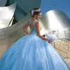 Elegant Beads Crystal Scoop Quinceanera Dresses Ball Corset A-Line Sweet 16 Plus Size Long Girl Prom Party Dress Formal Gowns Floor Length