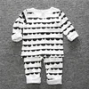 Spring Autumn Baby Boys Cartoon Pajamas Set Children Kids Elephant Striped Print Sleepwear Lounge Wear Sets Girls Casual Home Clothing M2211