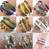 Fashion PU Leather Charm Bracelets Antique Cross Anchor Love Peach Heart Bracelet DIY Multilayer Infinity 36 Design