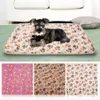 Comfortable Pet Dog Diaper Pads Bed Mats Sleep Flora Paw Print Puppy Fleece Soft Blanket Beds Mat For Cat Small Supplies