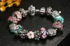 Fashion luxury designer cute lovely heart crown diy diamond crystal European glass beads vintage charm bracelet for woman girls 20cm