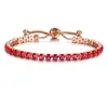 8K Rose Gold Link Round Cut Sparkling Crystals Stones Armband för Kvinnors Smycken