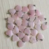 부적 천연 로즈 쿼츠 돌 하트 모양 핑크 스톤 비즈 펜던트 20mm 보석 만들기 펜던트 무료 배송 도매