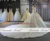 2020 Light Champagne V Neck Crystal Lace Ball Gown Wedding Dresses Muslim Long Sleeves Open Back Plus Size Bridal Gown Real Pictur263h