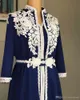 Muslim Evening Dress Moroccan Kaftan Navy Robe De Soiree Dubai Lace Applique Formal Dress Long Sleeve Women Evening Gown3168715
