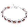 5 Pcs Europe Style Adjustable Bracelet Red Garnet Xmas Gift Jewelry Silver Bracelet Lovers Cz Zircon Charm Bracelet 8' inch