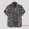 Moda Leopard Imprimir Camisa Homens de Manga Curta Partido 2020 Casual Solto Camisa Lapela Verão Mens Hawaiiano Camisas Streetwear Incerun1