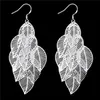 Geplated Sterling Silver Hanging Leaf Oorbellen Djse214 Size Lengte: 7.6cm; Dames 925 Silver Plate Dangle Kroonluchter Sieraden Oorbel