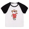 Kids Cartoon Bear T Shirt Child Summer Short Sleeves Boys Tshirt Bear Print Round Neck Cotton Tops Kids Designer Clothes Boys