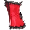 Dentelle À Volants Garniture Overbust Corset Top Femmes Mode Satin Plastique Désossé Corselet Plus La Taille S-6XL Sexy Corset À Lacets Avec Arcs / Points