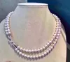 925 silver clasp necklace high-grade pearl two-layer 8-9mm white purple pink black multiple optional necklace / 8-word buckle