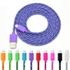 1m 2m Micro USB Cables 3FT 6FT 10FT Nylon Woven Cords Fiber Fabric Braided Data Charger Cable Cord