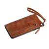Wholesale- Pabojoe Mens Long Bifold Wallet Purse Genuine Leather 14 Card Phone Holder Zipper Clutch Handbag Vintage Leisuire Business