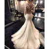 Sheer Long Sleeves Lace Appliques Slim Mermaid Wedding Dresses Bridal Gowns Petite 2023 Modest Middle East Vestidos De Mariee Custom