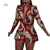 新しい女性のスーツとショートパンツセットバザンリッシュアフリカ服綿 100% プリント 2 個セット女性アフリカ服 WY3492