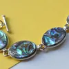 Ovale mode blauwgroene abalone paua schelp sieraden schakelarmband met knevelsluiting 5 stuks