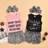 Baby Girls Shorts Set with Hairband Head band Wrap 3 Piece Tracksuit Infants Toddler Kids Leopard Shorts Sports Suit D62312