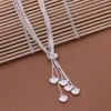 925 Sterling Silver Heart Pendant Long Necklace Eleganta smycken för damer Muliti Chain Wedding Evening Party Accessories265D