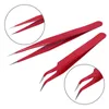 Pink Stainless Steel Mink Eyelash Extension Straight Bend Optional Tweezers Professional Eye Lashes Tweezers