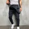 Puimentiua 2019 Fashion Mens Jeans strappati Tute Street Distressed Hole Denim Salopette per uomo Pantaloni con bretelle Taglia M-XXL