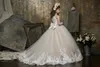 Belle robe de bal robes de fleur de fleur bijou à manches longues en dentelle applique en cristal noyaux concours de robe de robe