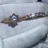 Choucong Fashion Flower Ring Set 3CT Diamond Rose Gold Wypełnione 925 Srebrne zaręczynowe zespoły ślubne Pierścienie dla kobiet prezent