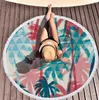 Round plant blanket microfiber printed round lunch pad towel Polyester beach towels shawl cushion belt tassel 150cm T10I004