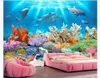 Personalizado 3D foto mural papel de parede Mundo Subaquático Coral Reef Underwater Peixe HD Sala de estar TV Fundo Papel De Parede para paredes 3d