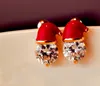 DHL Kvinnor Jul Hatt Örhängen Högkvalitativ Santa Claus Hat Shaped Stud Örhängen Mode Jul Öron Dekoration Festival Öron Studs