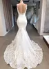 Vintage espaguete tiras sereia magro rendas apliques vestido de casamento sem costas vestidos de noiva personalizados vestidos formais de casamento longo g2331517