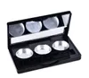 DIY Black 3 Round Eye Shadow Lipstick Cosmetic Empty Makeup Box Grid Packing Case Palette