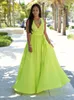 Casual Kleider Marke Frauen Sommer Lange Maxi BOHO Party Kleid Strand Ärmelloses V-ausschnitt Sommerkleid Solide Schärpen Kleid1