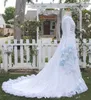 Casamento Celtic Vintage Vestidos Marfim e azul pálido colorido Medieval de noiva Vestidos de colher espartilho mangas compridas apliques Custom Made baratos