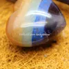 5 sztuk Siedem Chakra Kamień Serce 45 * 40 * 25mm 7 Chakra Natural Gemstone Kryształ Puffy Serce Kieszeń Kieszeń Healing Rainbow Palm Driv Wróć Kamień