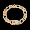 TB0022 22 cm x 13 mm Hip Hop Heavy Full Crystals Cuban Bracelets Jewelry For Men 18k Gold Plated No Fade7077235