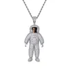 ファッション - 男性の女性のためのネックレスのアイスアウト宇宙飛行士のペンダントのネックレス高級デザインの吹き飛ばされたダイヤモンドの写真ペンダント愛ジュエリーギフト