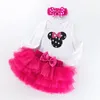 3 pièces nouveau-né bébé filles vêtements avec bandeau infantile tenue de saint valentin rouge Rose 3D Rose fleurs Tutu robe avec 6 couches ruff4985953