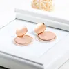 Groothandel-Nieuwe Trendy Mode Luxe Designer Titanium Rose Gold Geometric Multi Cirkels Hanger Stud Oorbellen voor Vrouw