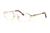 Wholesale-New Men Optical Frame Glasses Rimless Gold Metal Buffalo Horn Eyewear Clear Lenses Sunglasses occhiali lentes Lunette De Soleil