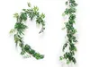 Sztuczny fałszywy Eucalyptus Garland Long Leaf Rośliny Zieleń Liści Willist Willow Green Leaves Home Decor Silk Flower GD203