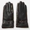 Mode-2017 Automne Mode Nouveaux Hommes Gants Véritables Ceinture En Peau De Chèvre Bouton Noir Plus Velours Gants Chauds Conduite