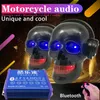 1Piece Motorcycle skull audio mp3 with Bluetooth car waterproof subwoofer modified tricycle electric car anti-theft speaker 12V