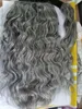 Hot Capelli veri crespi Coda di cavallo grigia riccia parrucchino Trecce all'uncinetto grigio argento Trecce avvolgenti afro-americane Clip in estensione dei capelli grigi 120g 140g