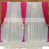 10ftX20ft Luxury sequin edge wedding backdrop white curtain with Swags stage party birthday wall decoratons props