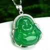 925 de alta qualidade embutidos calcedônia verde natural Laughing Buddha pingente de mulheres de moda jóias de jade colar de jade especial