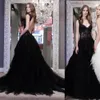 Sexy zwarte gotische trouwjurken bruidsjurken plus size een lijn kant geappliceerd holle backless trouwjurk