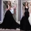 Sexy Black Gothic Brautkleider Brautkleider plus Größe Eine Linie Spitze Appliziert Hohl Backless Brautkleid